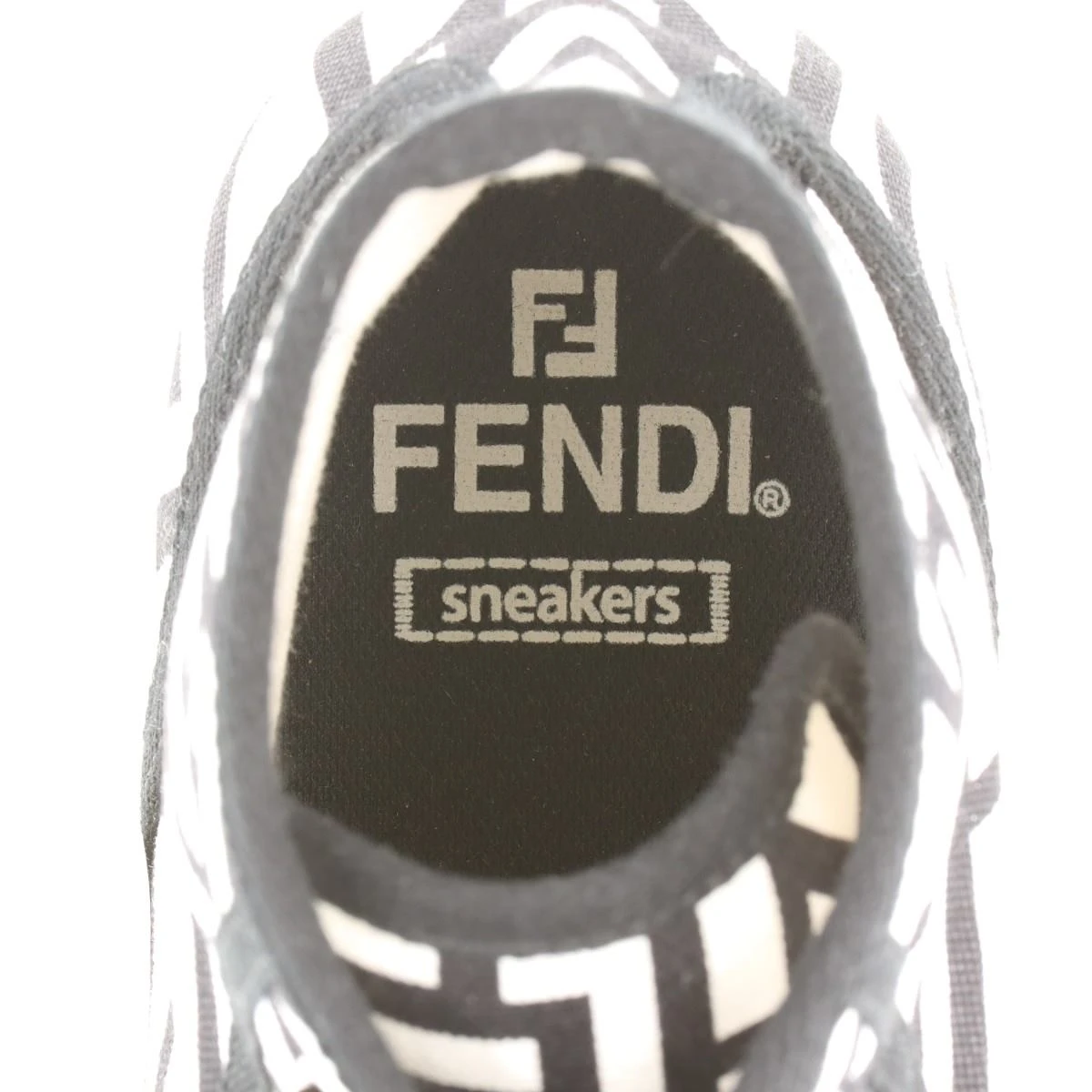 【Fendi】Domino スニーカー キャンバス FFロゴ ブラック グレー フェンディ ドミノ キャンバス ハイカットスニーカー 26cm