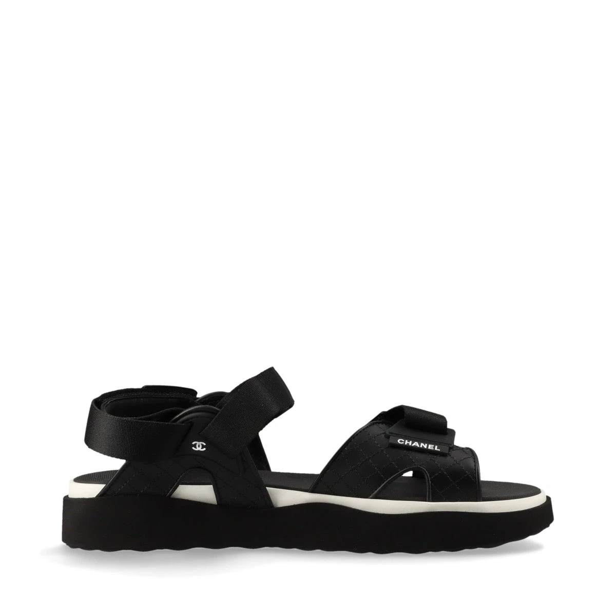 シャネル ココマーク マトラッセ 23年 レザー×ファブリック サンダル