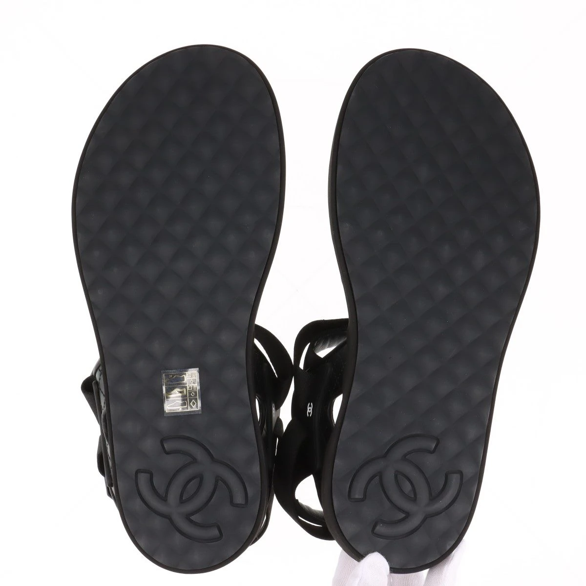 CHANEL ココマーク ブラック レザー サンダル(24cm) シャネル