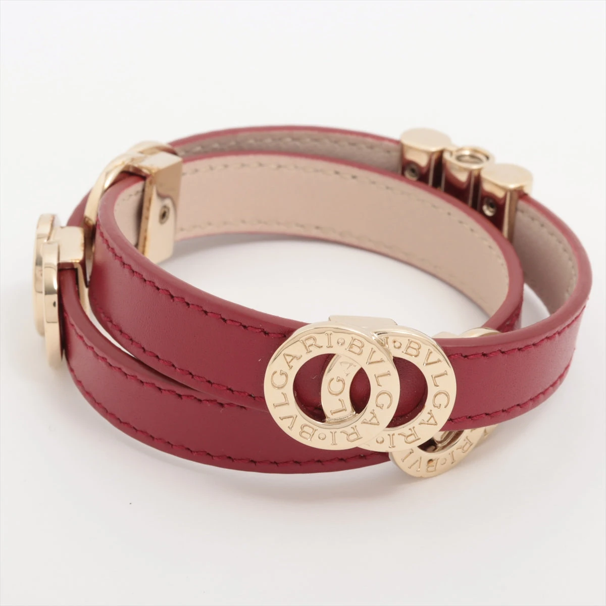 ブルガリビーゼロワンブルガリブルガリダブルコイルブレスレット赤レザー