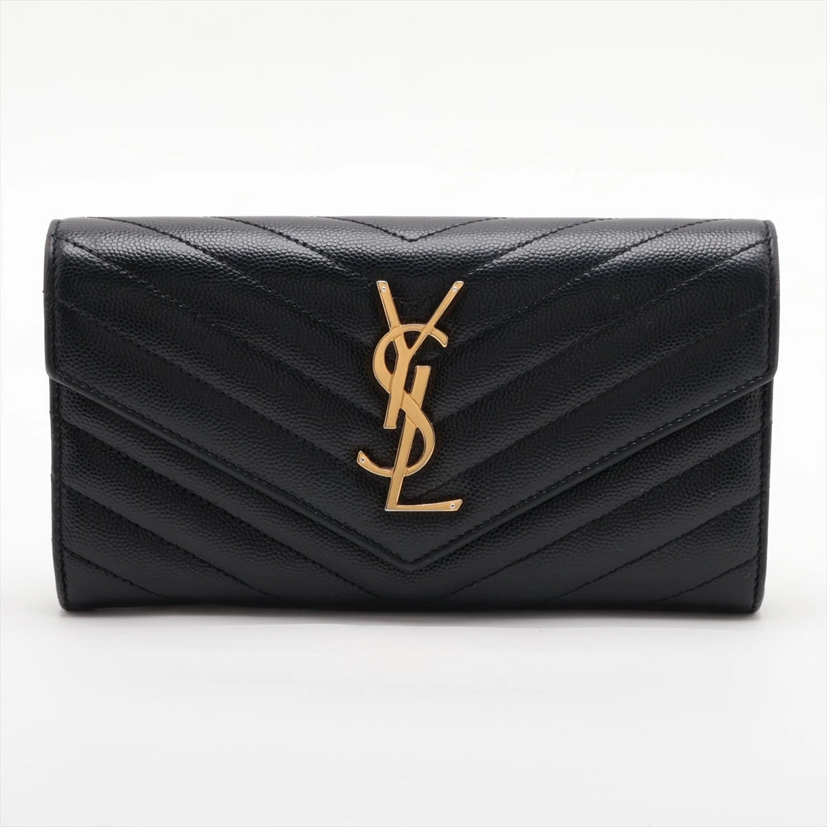 極美品✨サンローラン 長財布 レザー Vステッチ キルティング 黒 極美✨付属完備✨サンローラン 長財布 レザー Vステッチ