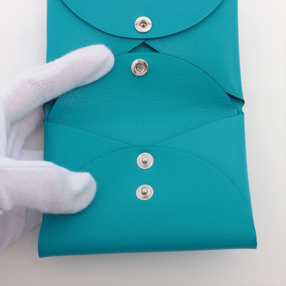 エルメス カルヴィ デュオ シェブルミゾル コインケース ブルー