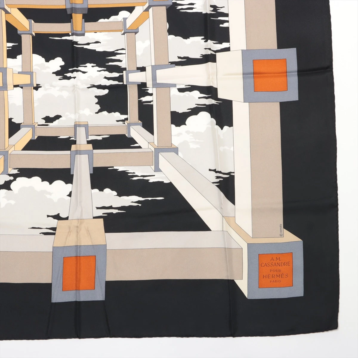 HERMES A.M CASSANDRE POUR スカーフ ブルー