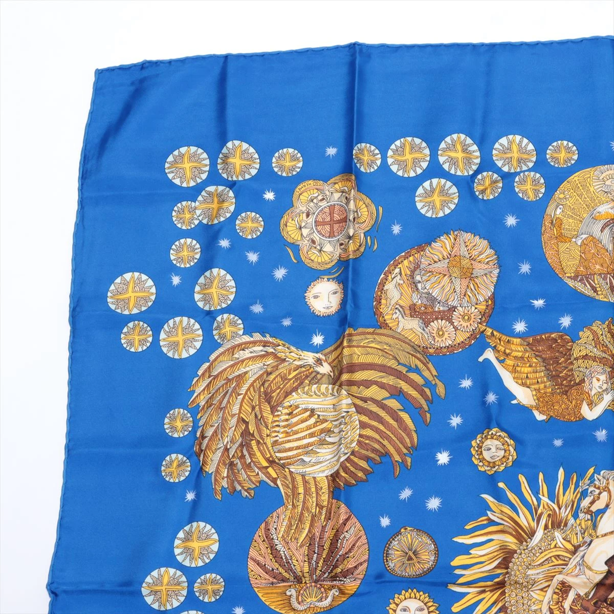エルメス カレ90 LE ROY SOLEIL 太陽王 スカーフ シルク ブルー