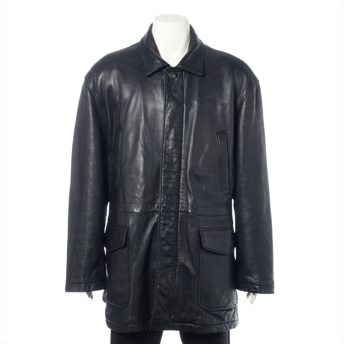 ヒューゴボス アセテート×レーヨン レザージャケット 50 メンズ