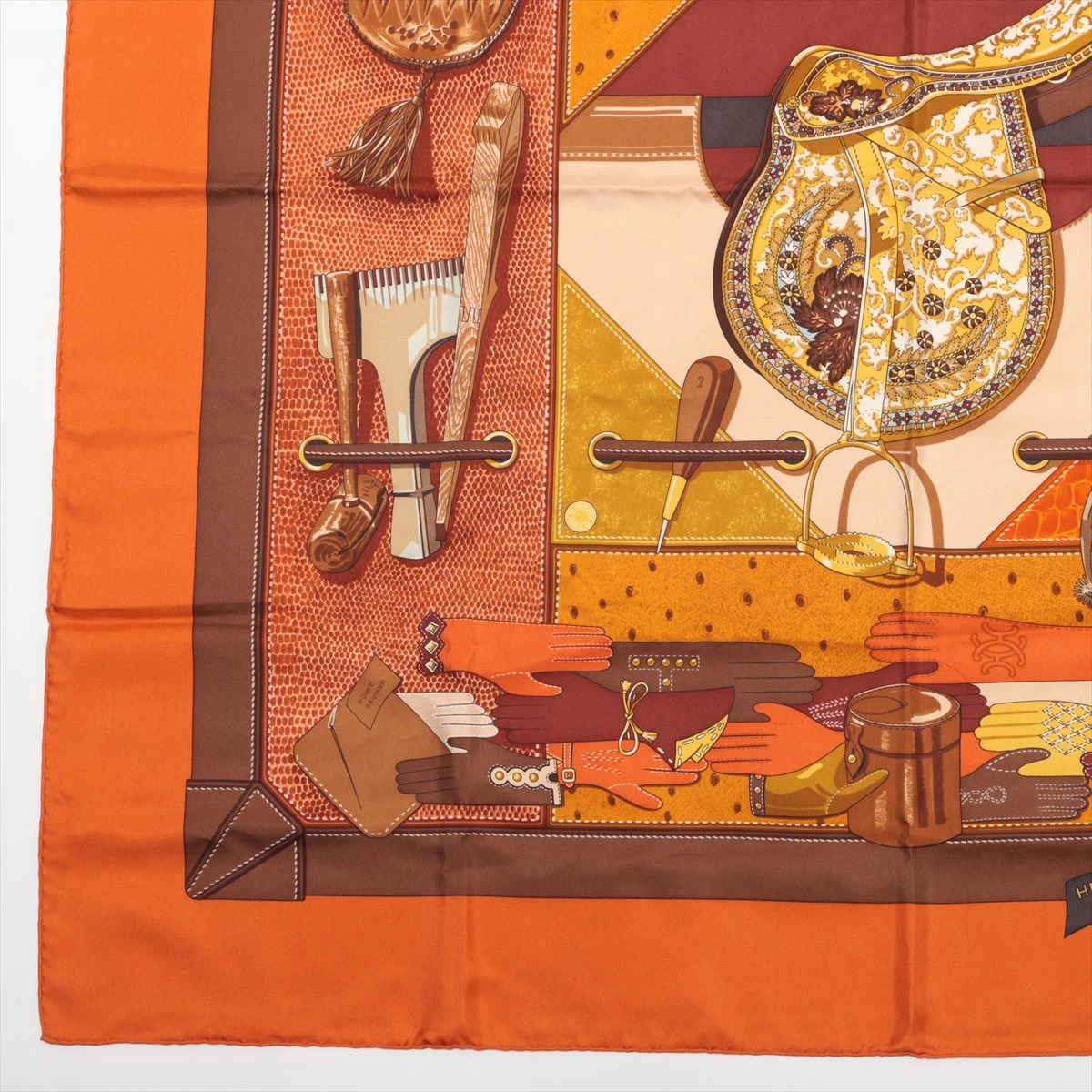 2504-199｜エルメス カレ 90 スカーフ シルク オレンジ HERMES - 2504-199｜エルメス カレ 90 スカーフ シルク オレンジ
