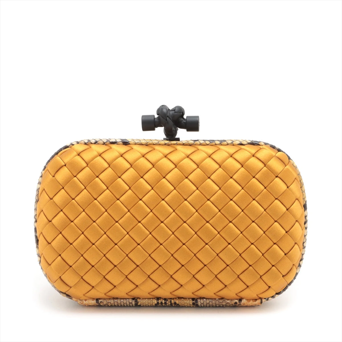BOTTEGA VENETA （ボッテガ ヴェネタ） サテン　クラッチバッグ ボッテガヴェネタ ノット サテン×パイソン クラッチバッグ