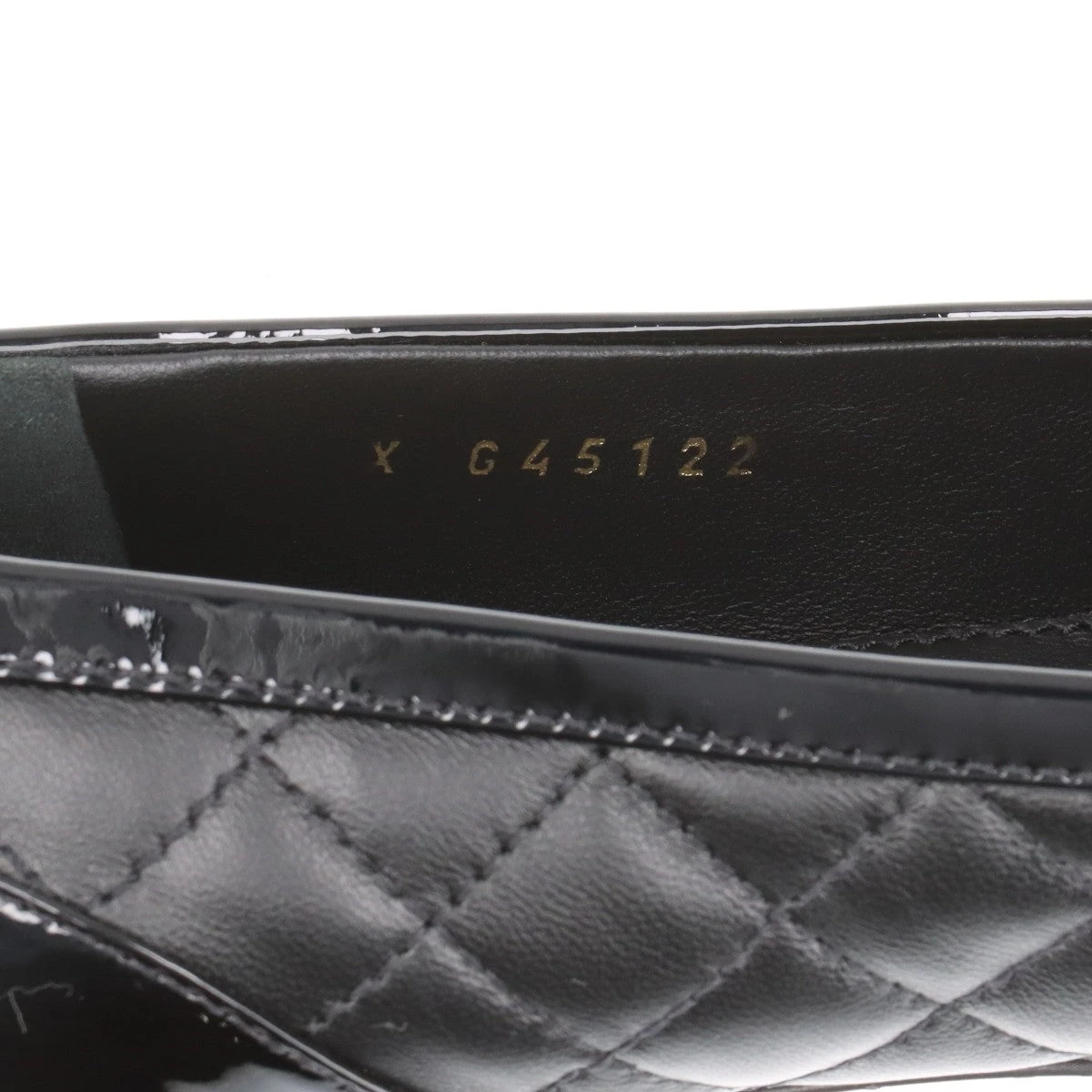 シャネル ココマーク マトラッセ レザー×パテント フラットパンプス