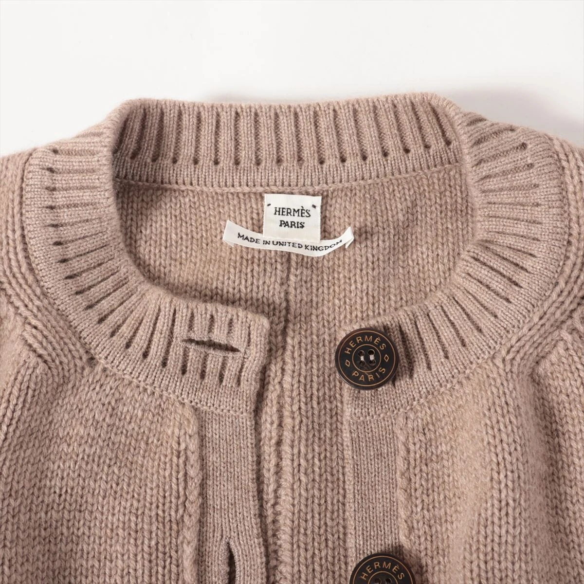 美品　HERMÈS カシミヤ　ブラウン カーディガン　４０ 中古・古着通販】HERMES (エルメス) セリエボタンアンサンブル