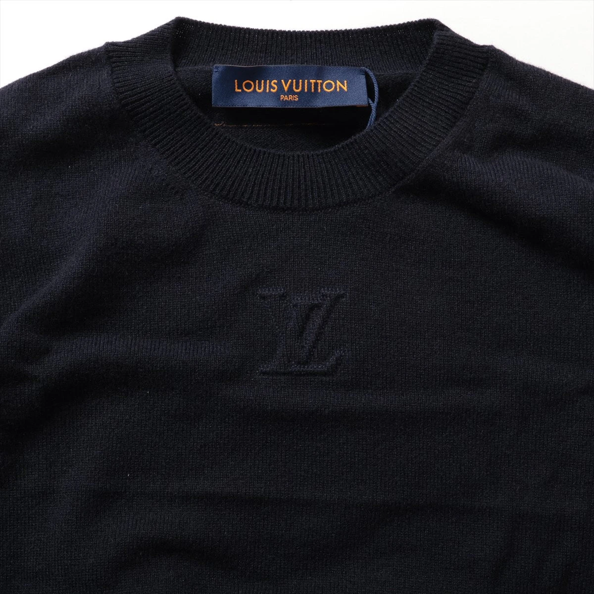 ヴィトン 22SS カシミヤ×シルク ニット S メンズ ネイビー RM221Q LV