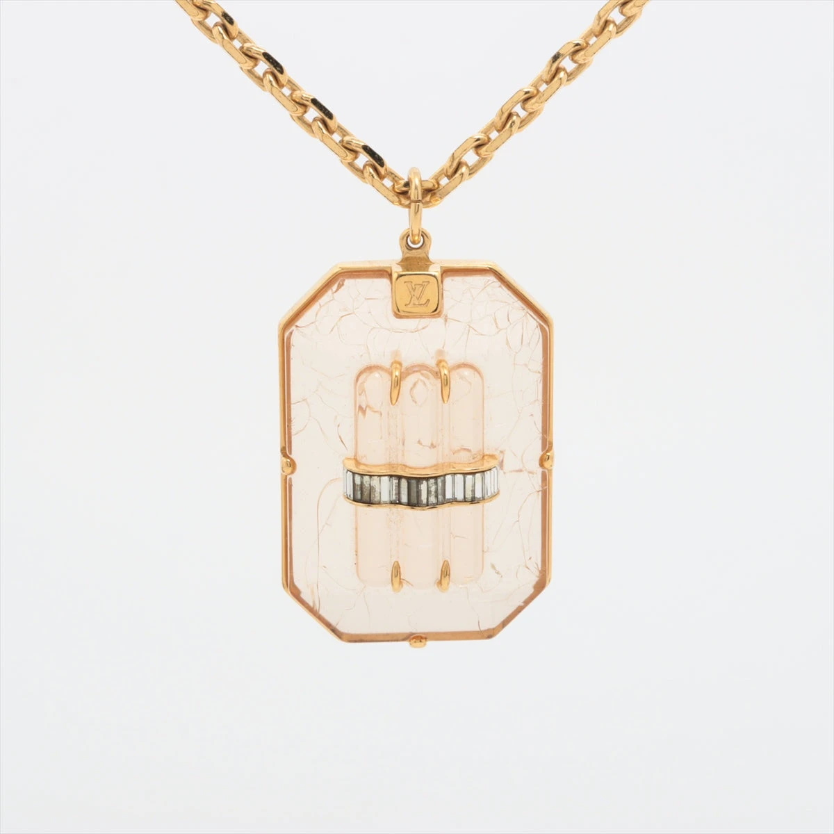 LOUIS VUITTONネックレス GP ゴールド ラインストーン ネックレス ☆極美品 ルイヴィトン レディLV GP ラインストーンネックレス