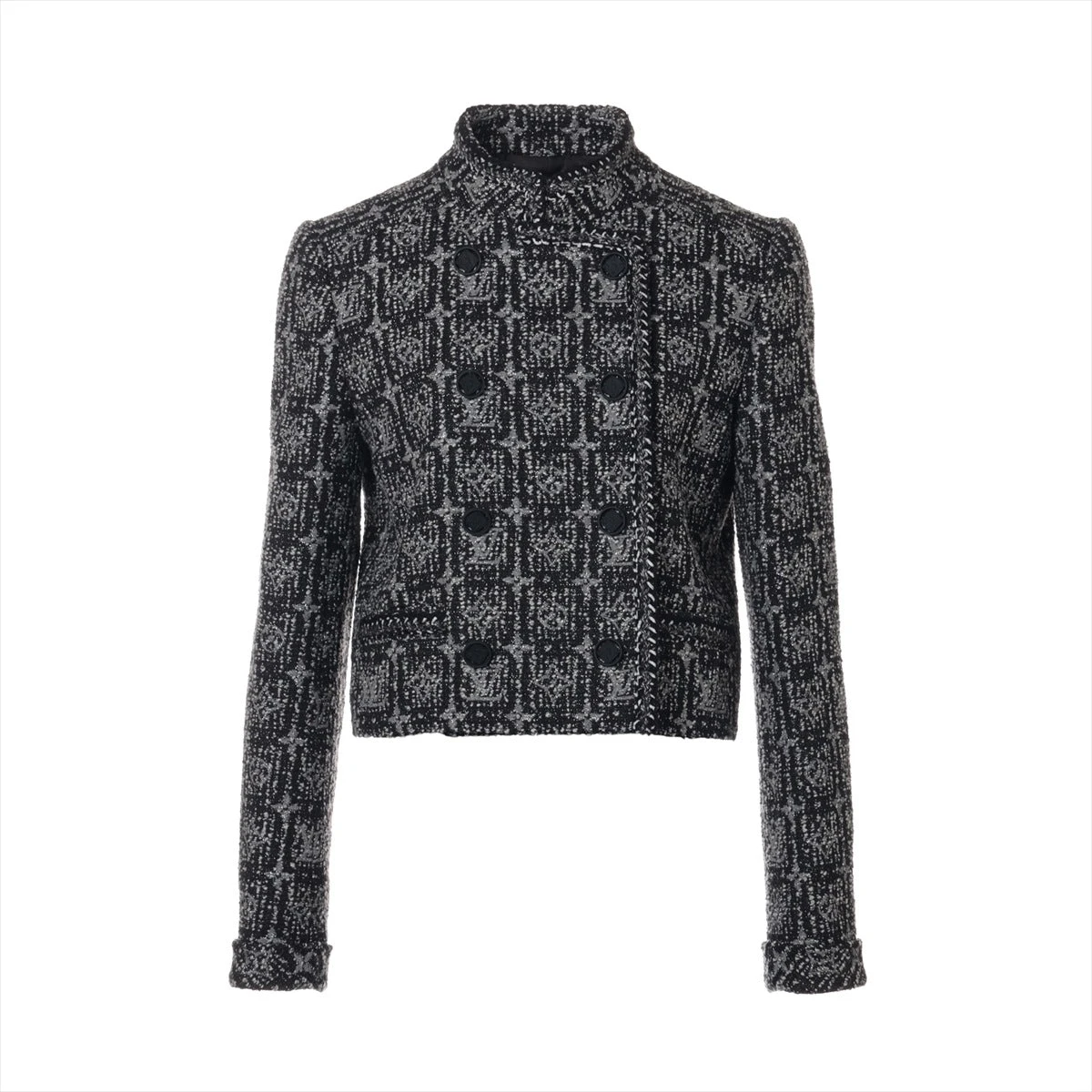 【美品】LOUIS VUITTON ボクシーカットジャケット ルイヴィトン コットン ジャケット 38 レディース ブラック