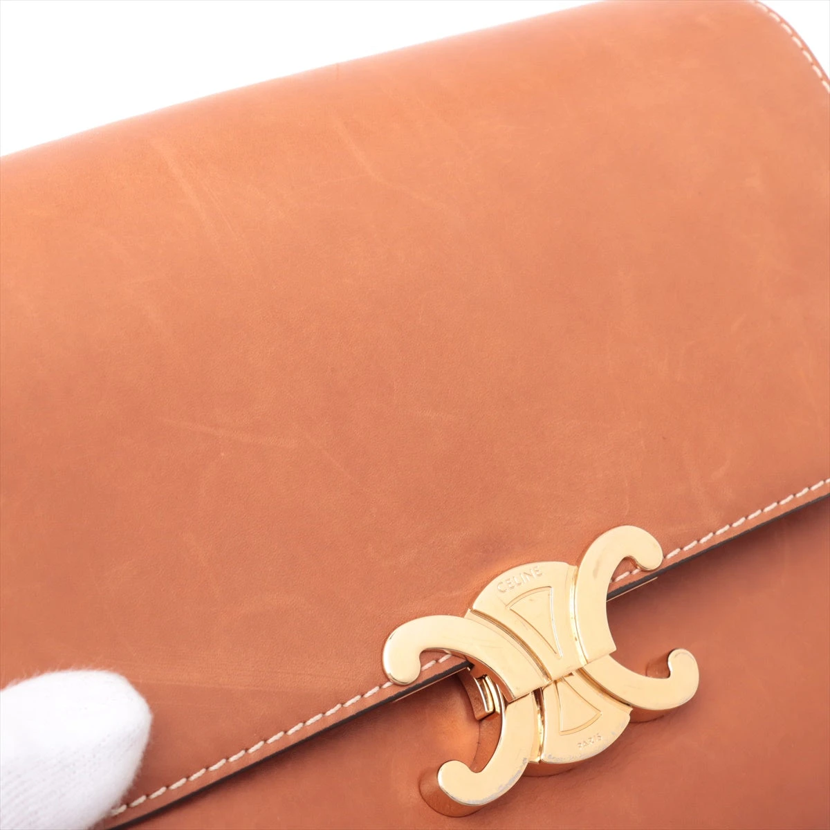 セリーヌ トリオンフ レザー ショルダーバッグ ブラウン AP087184