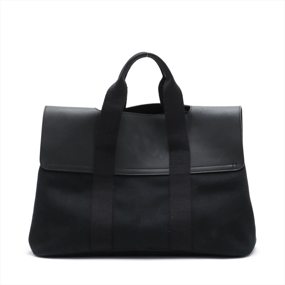エルメス トヴァルパライソMM トワルシェブロン×レザー ブラック