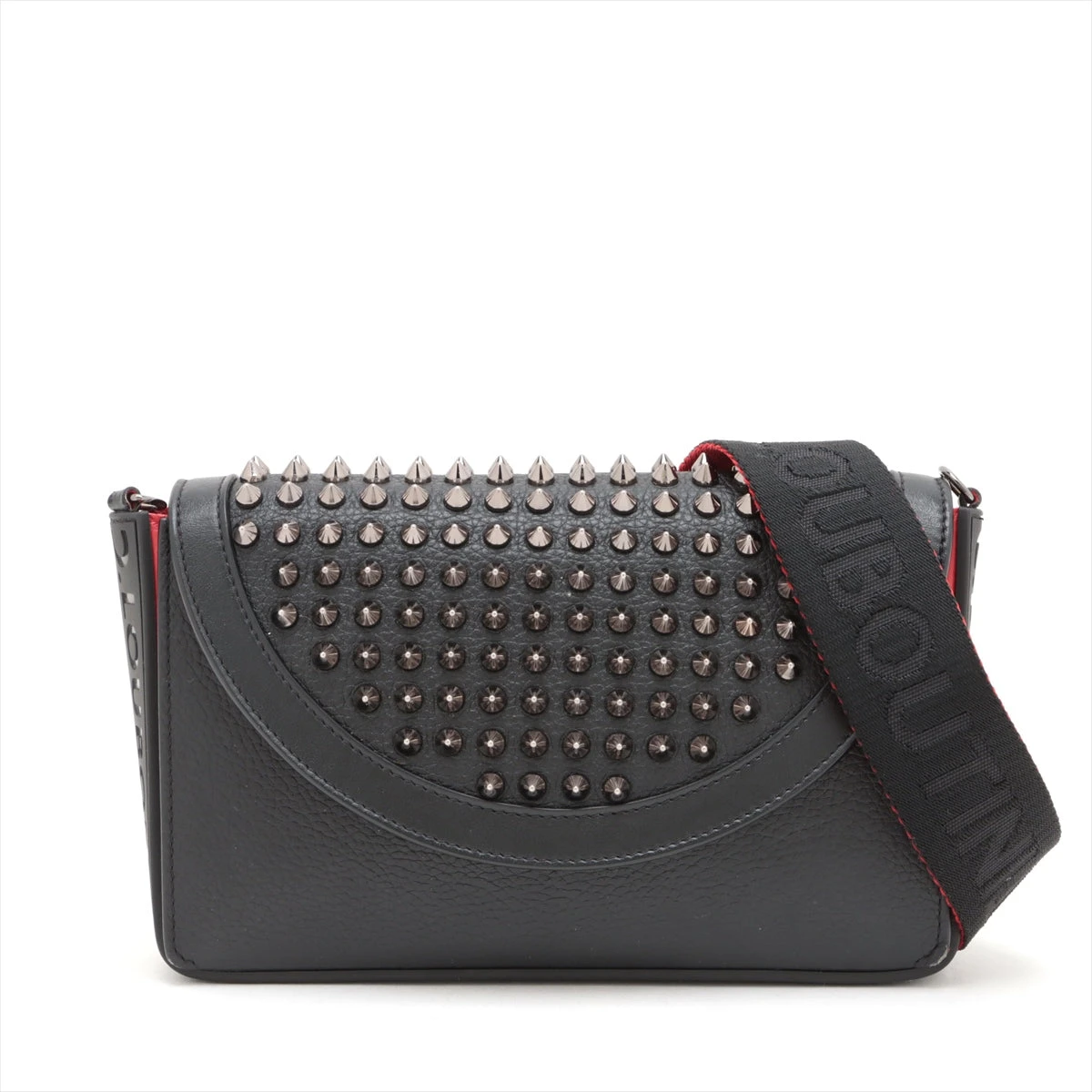 【美品】クリスチャンルブタン　ショルダーバッグ　スパイク　スタッズ　レザー　黒色 クリスチャンルブタン スパイクスタッズ レザー×スタッズ ショルダー