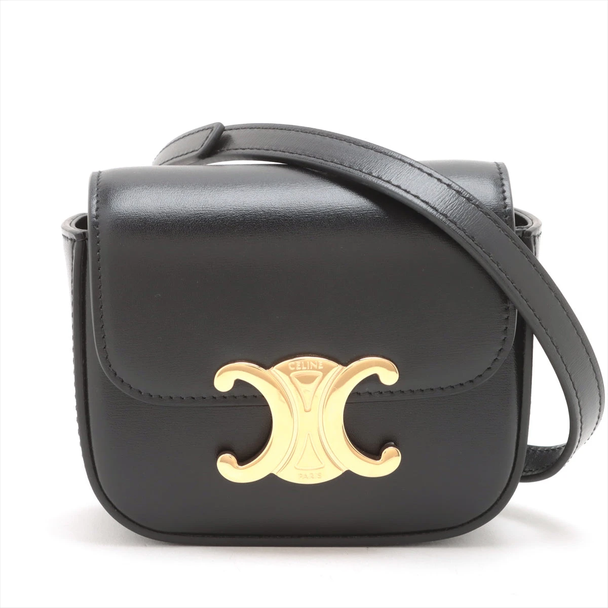 CELINE ブラックレザーショルダーバッグ CELINE ブラックレザー ショルダーバッグ