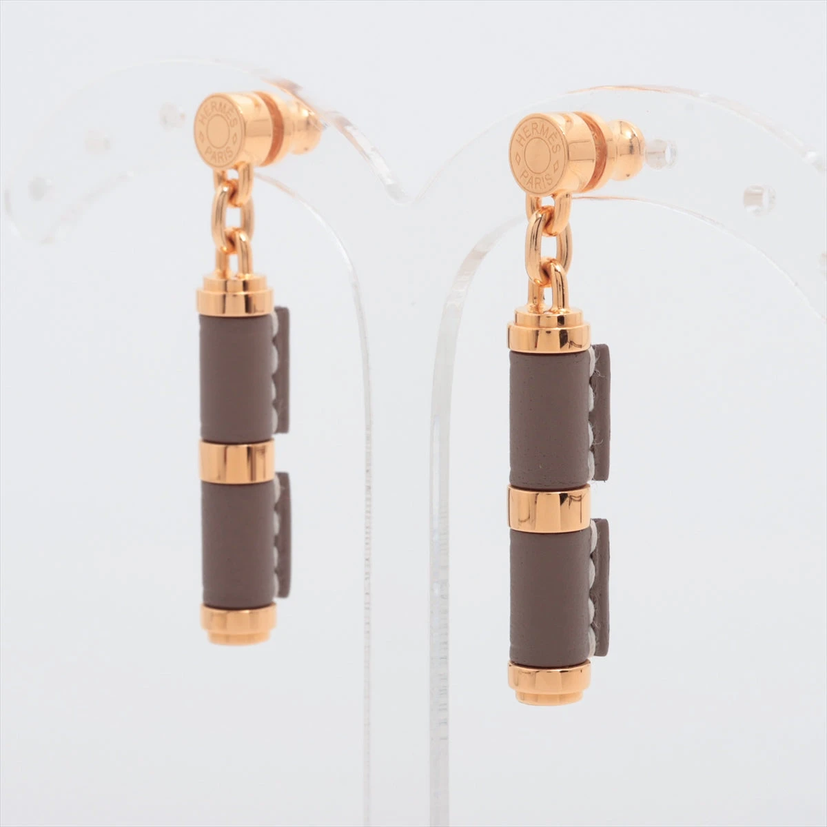 【HERMES】シャルニエール/ピアス/エトゥープ エルメス シャルニエール ピアス(両耳用) GP×レザー エトゥープ