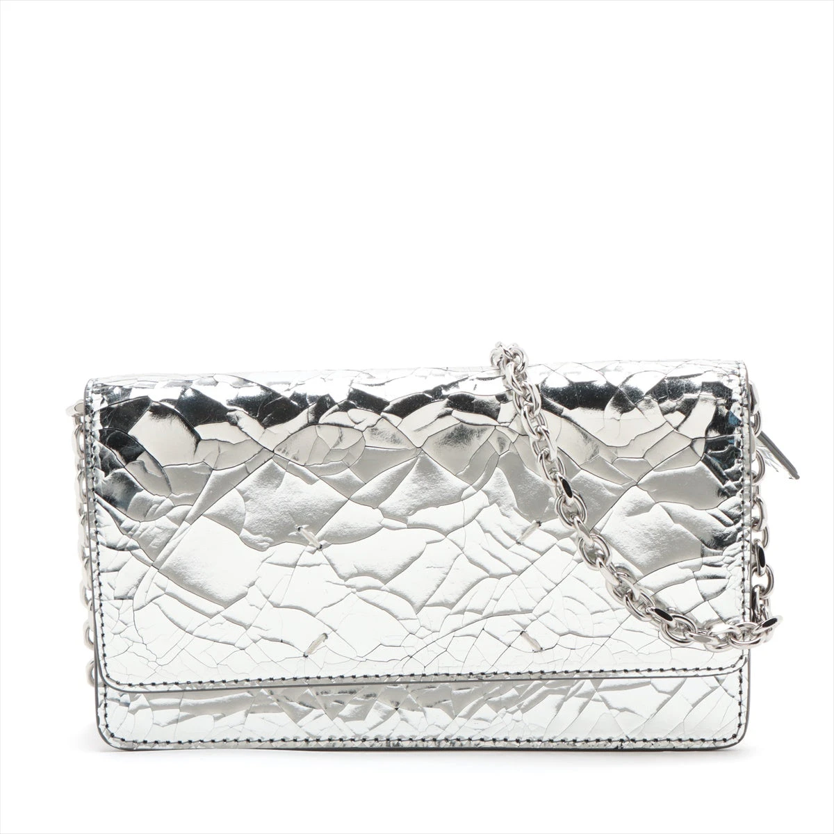 メゾンマルジェラ 4ステッチ パテントレザー チェーンウォレット