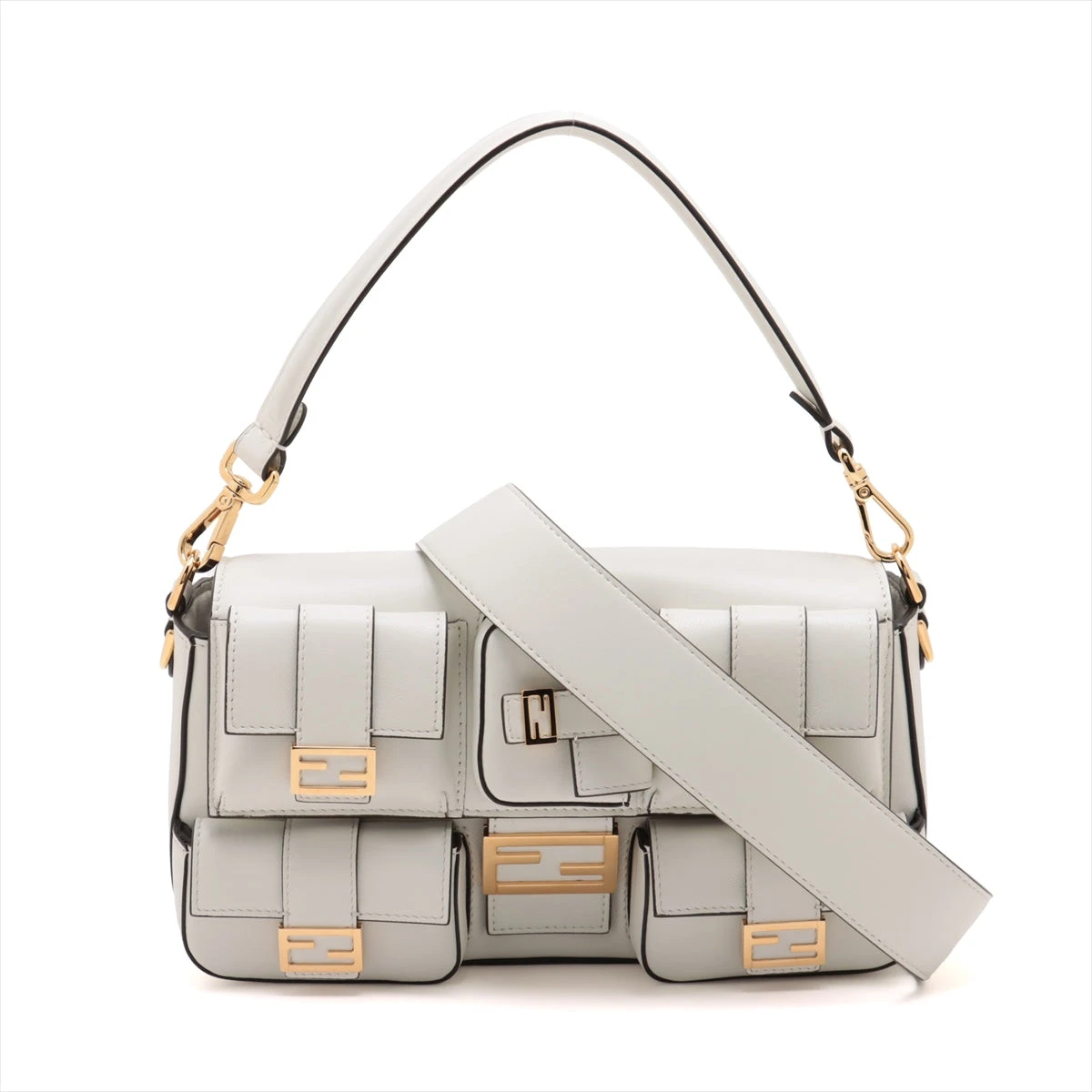 フェンディ レザー マルチポケット バゲット 2wayバッグ 8BR808 フェンディ マルチポケット バゲット レザー ショルダーバッグ