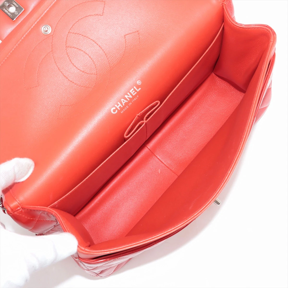 シャネル デカマトラッセ30 ラージ パテントレザー ダブルフラップ