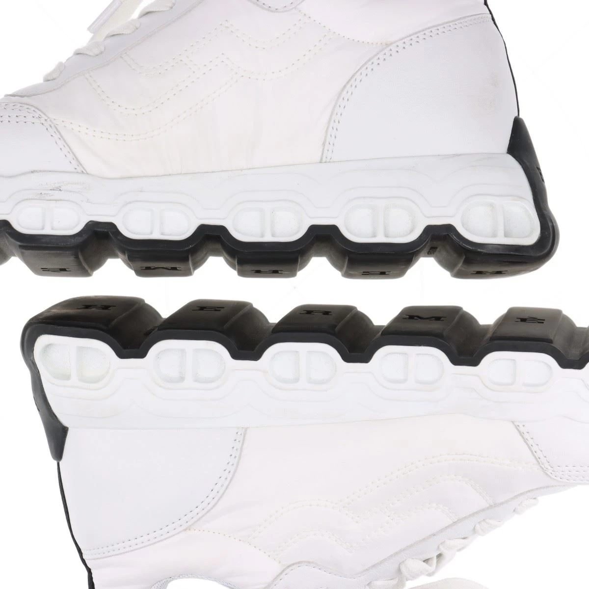 エルメス レザー×ファブリック スニーカー 37 レディース ホワイト