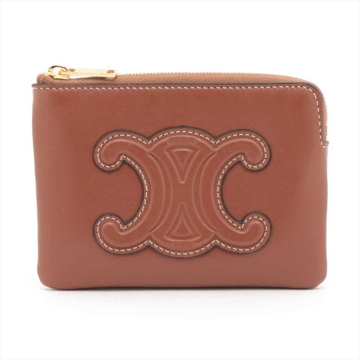 セリーヌ トリオンフ レザー コインケース ブラウン A3108177｜中古  