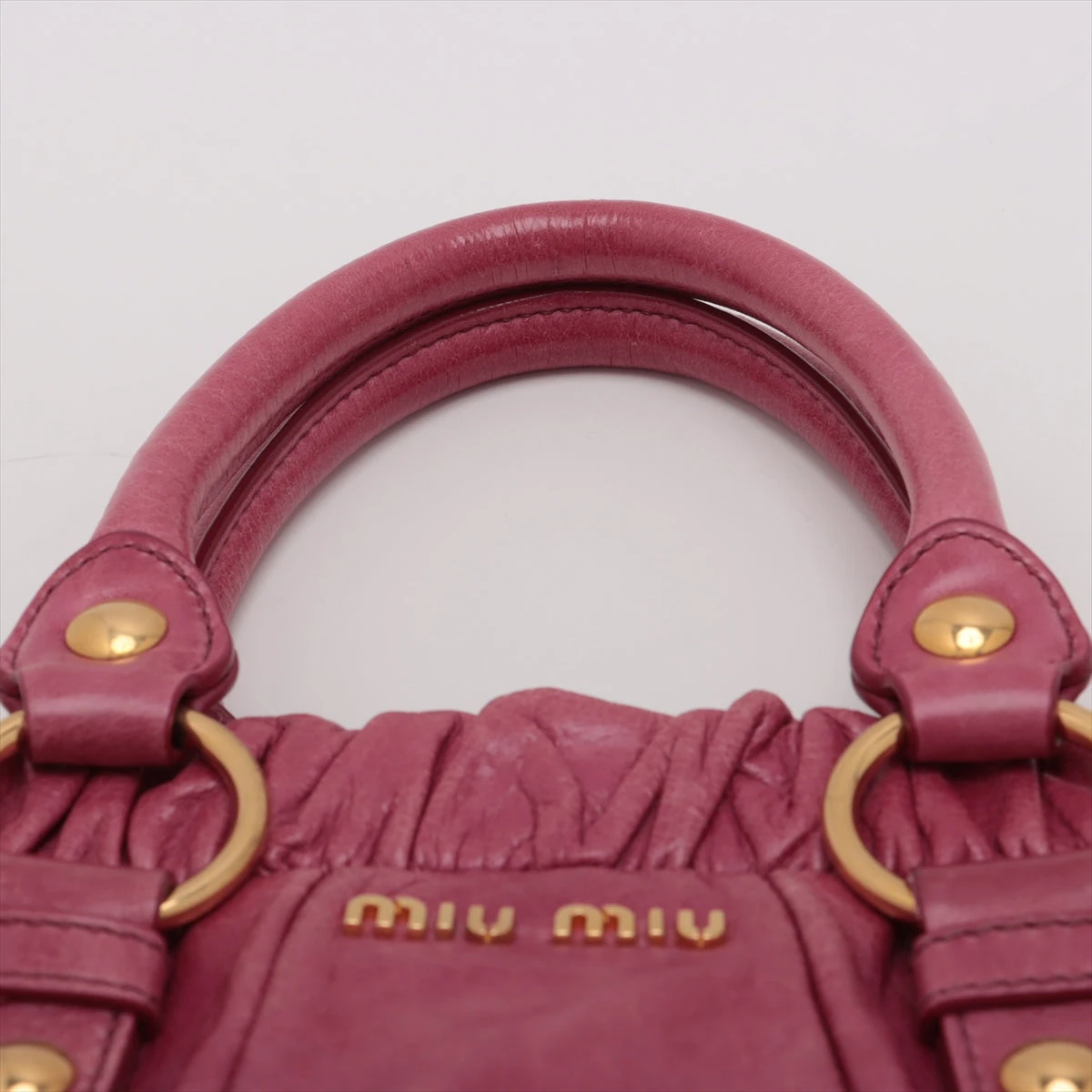 ミュウミュウ ロゴ レザー 2WAYハンドバッグ ピンク RT0383 A3097553 