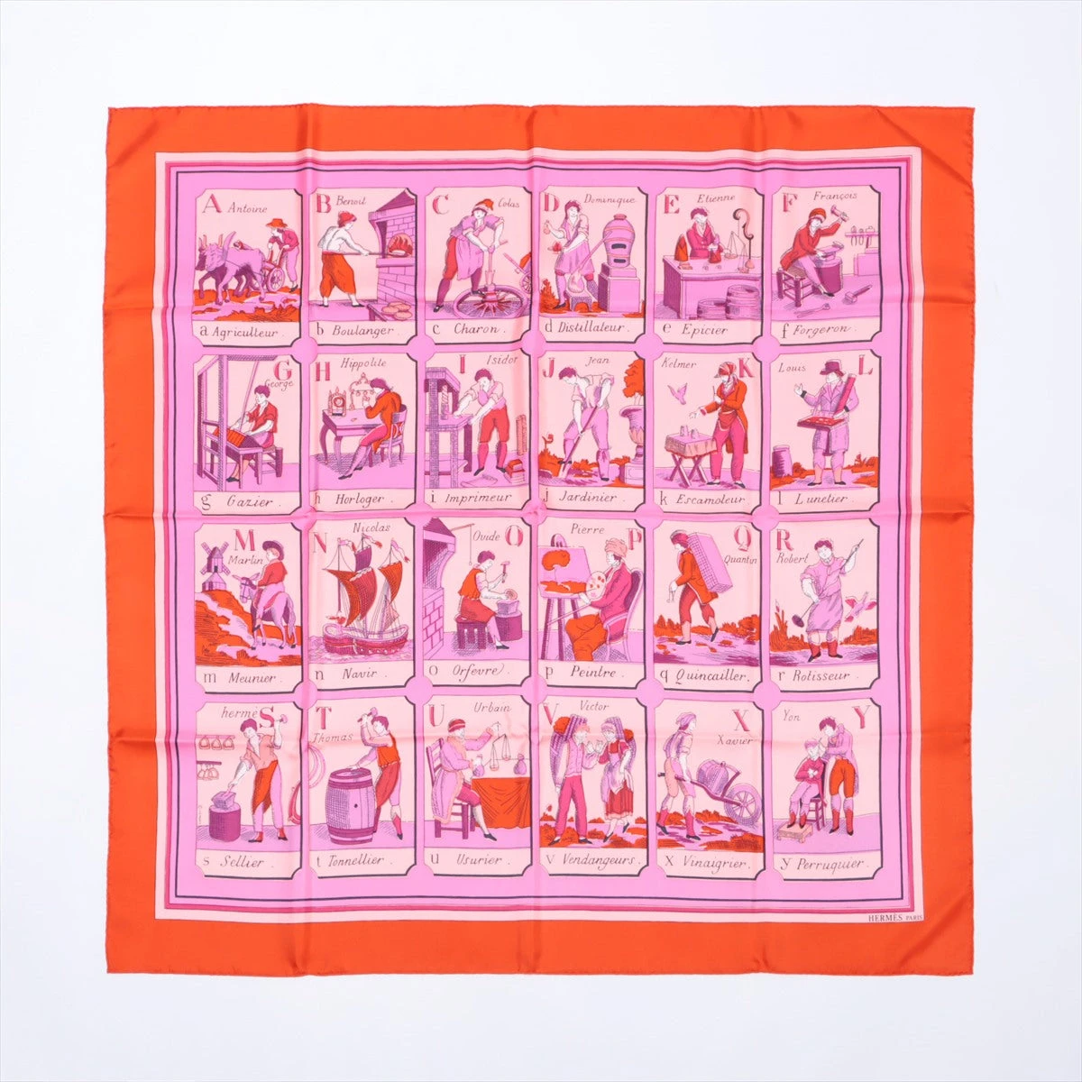 エルメス カレ90 L'ALPHABET DES METIERS 仕事のいろは スカーフ