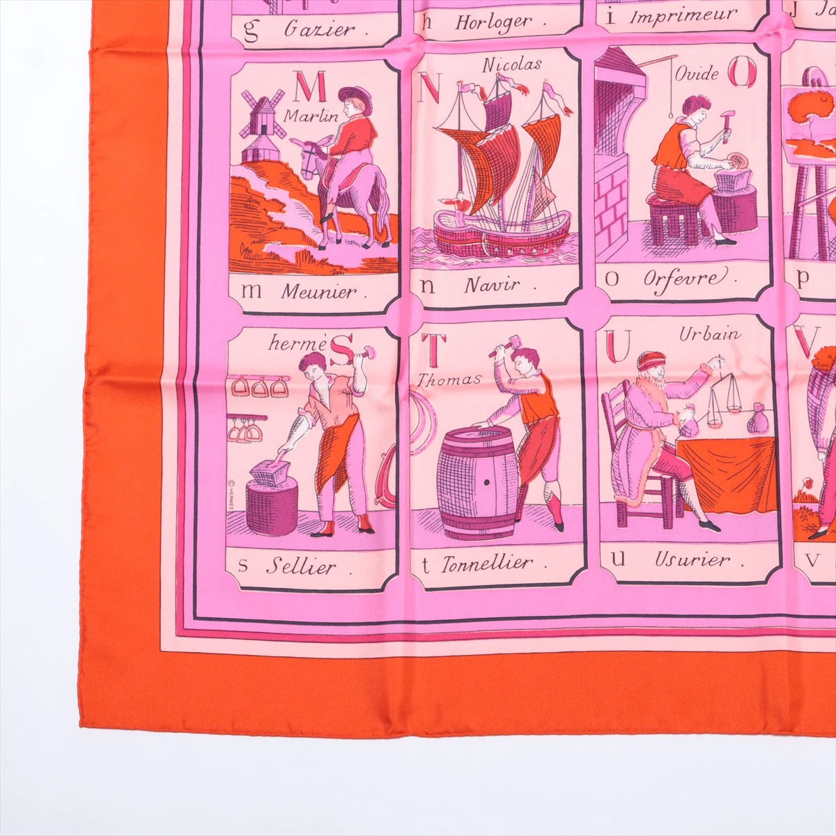 エルメス カレ90 L'ALPHABET DES METIERS 仕事のいろは スカーフ