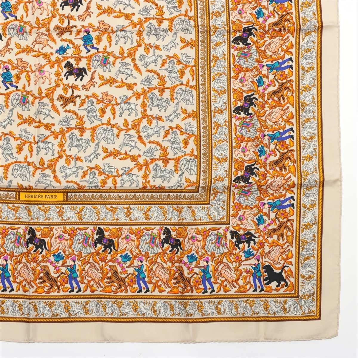 エルメス カレ90 CHASSE en INDE インドの狩猟 スカーフ シルク