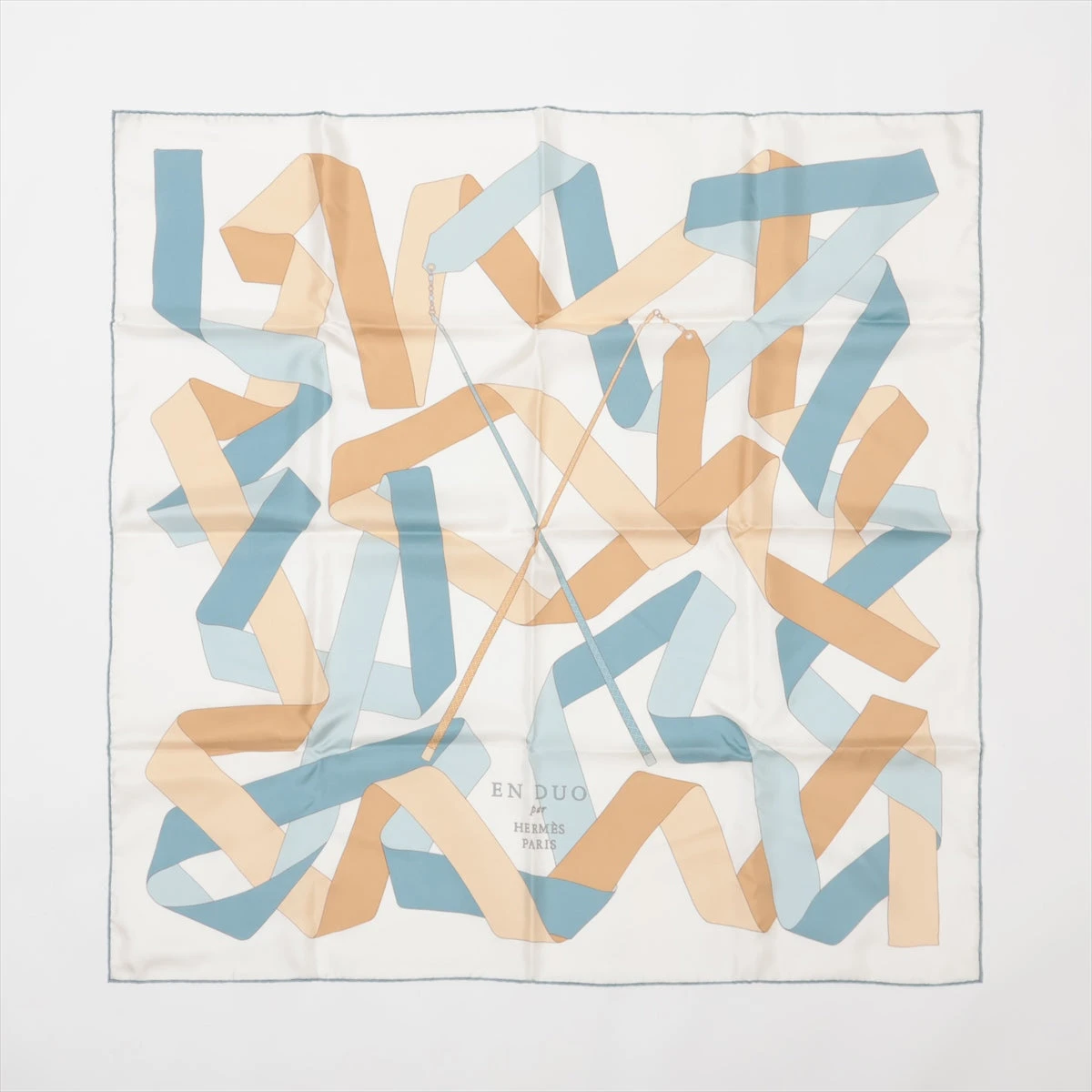 エルメス カレ90 EN DUO PAR スカーフ シルク ベージュ A3096443｜中古