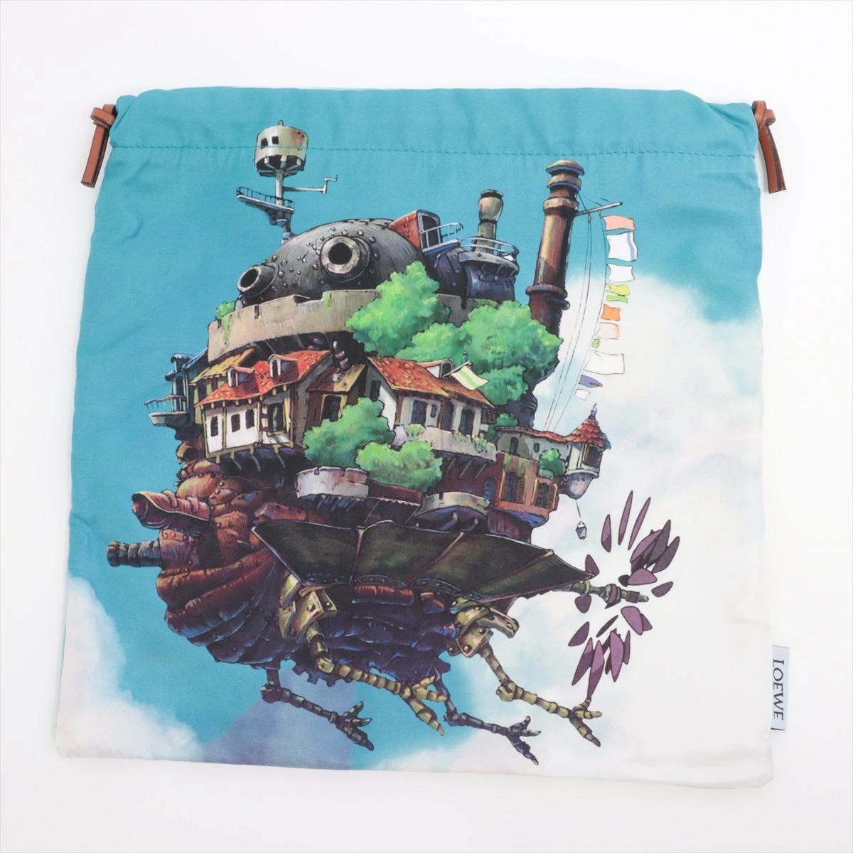 【新品】ロエベ　LOEWE ジブリ　ハウルの動く城 巾着 ロエベ×スタジオジブリ キャンバス 巾着 ブルー ハウルの動く城