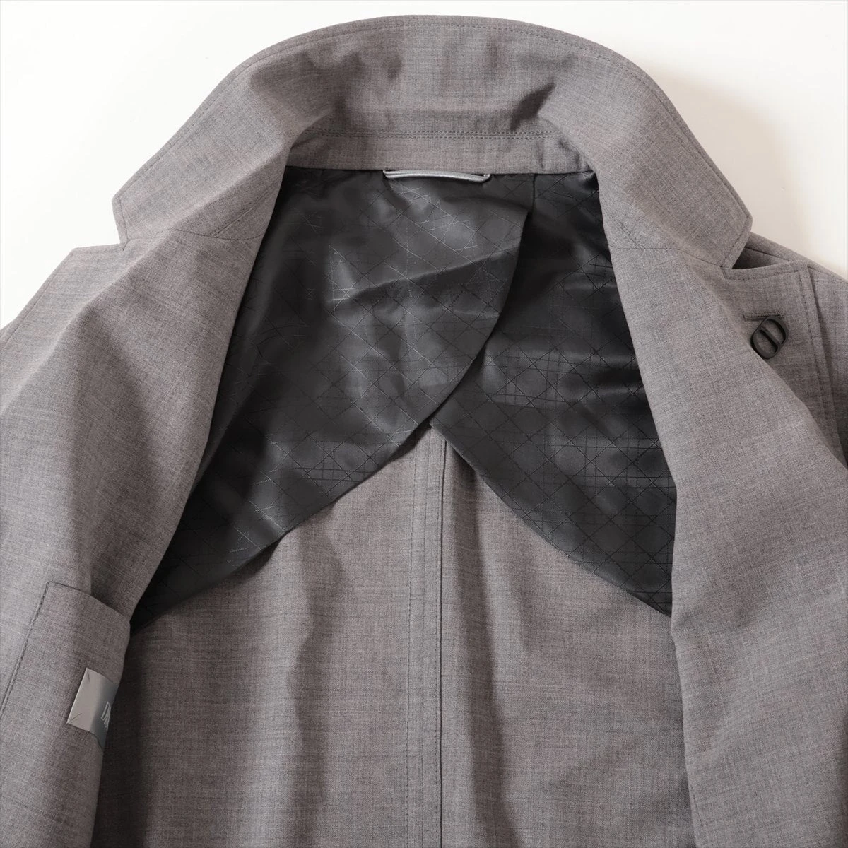 クリスチャンディオール　ノーカラージャケット　ヘリンボーン　ボタン　グレー　M クリスチャンディオール 24SS コットン ニットジャケット I38