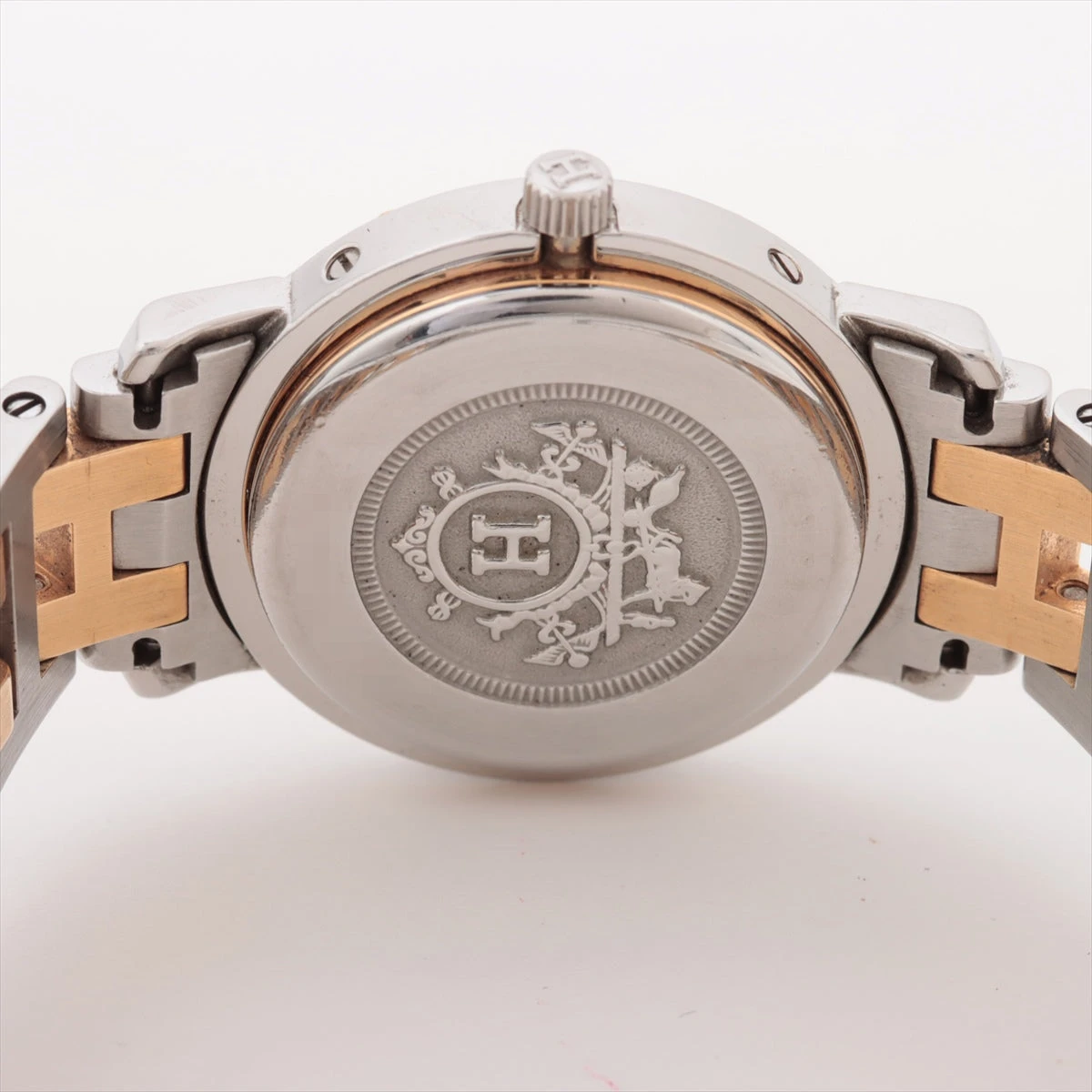 エルメス クリッパー CL3.240 SS×GP QZ アイボリー文字盤 あまり