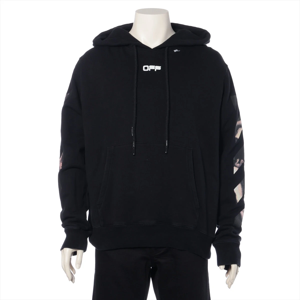 OFF-WHITE フード付きパーカー ブラック 中古・古着通販】OFFWHITE (オフホワイト) ワッペンジップ