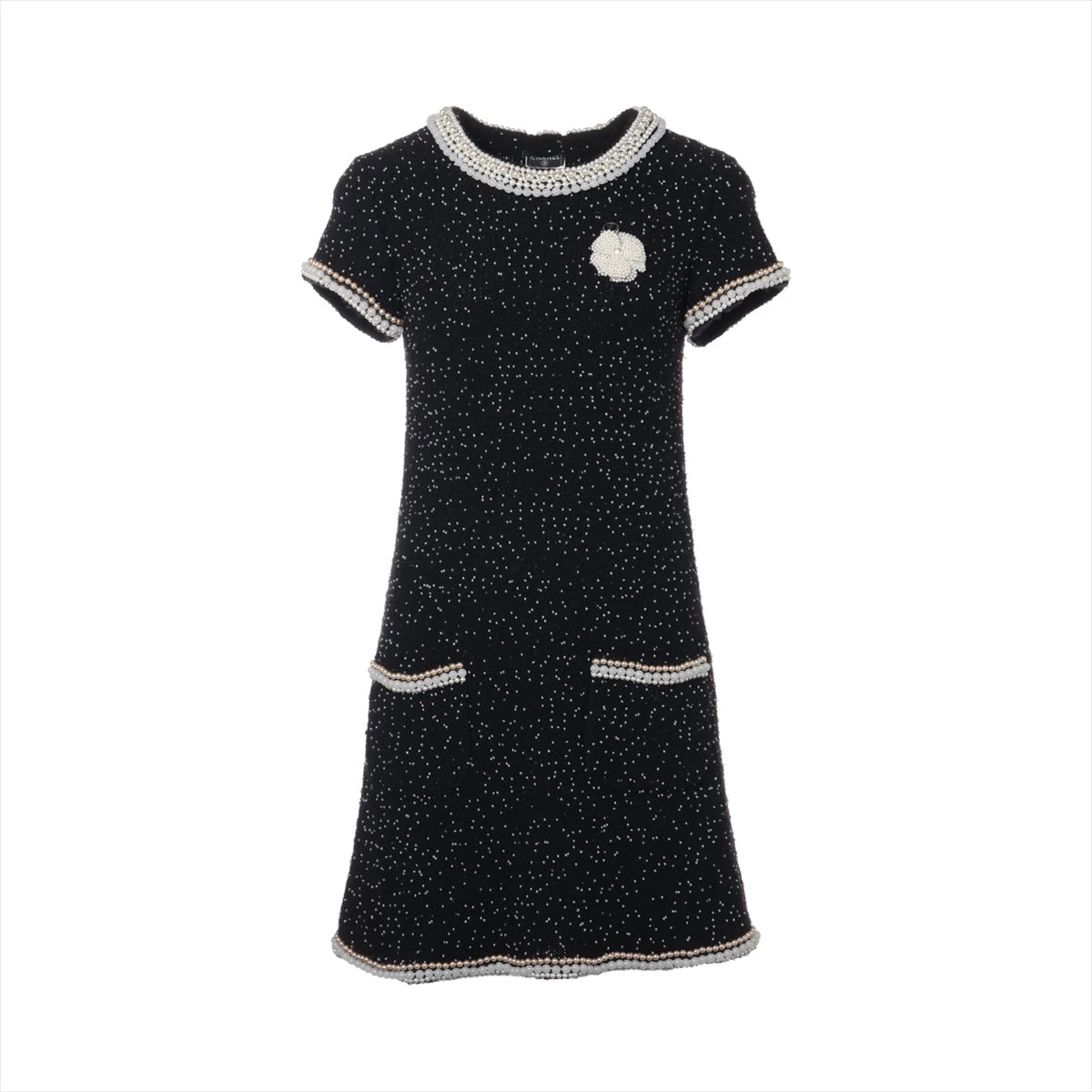 シャネル ココボタン 05A カシミヤ×ウール ニットワンピース 34