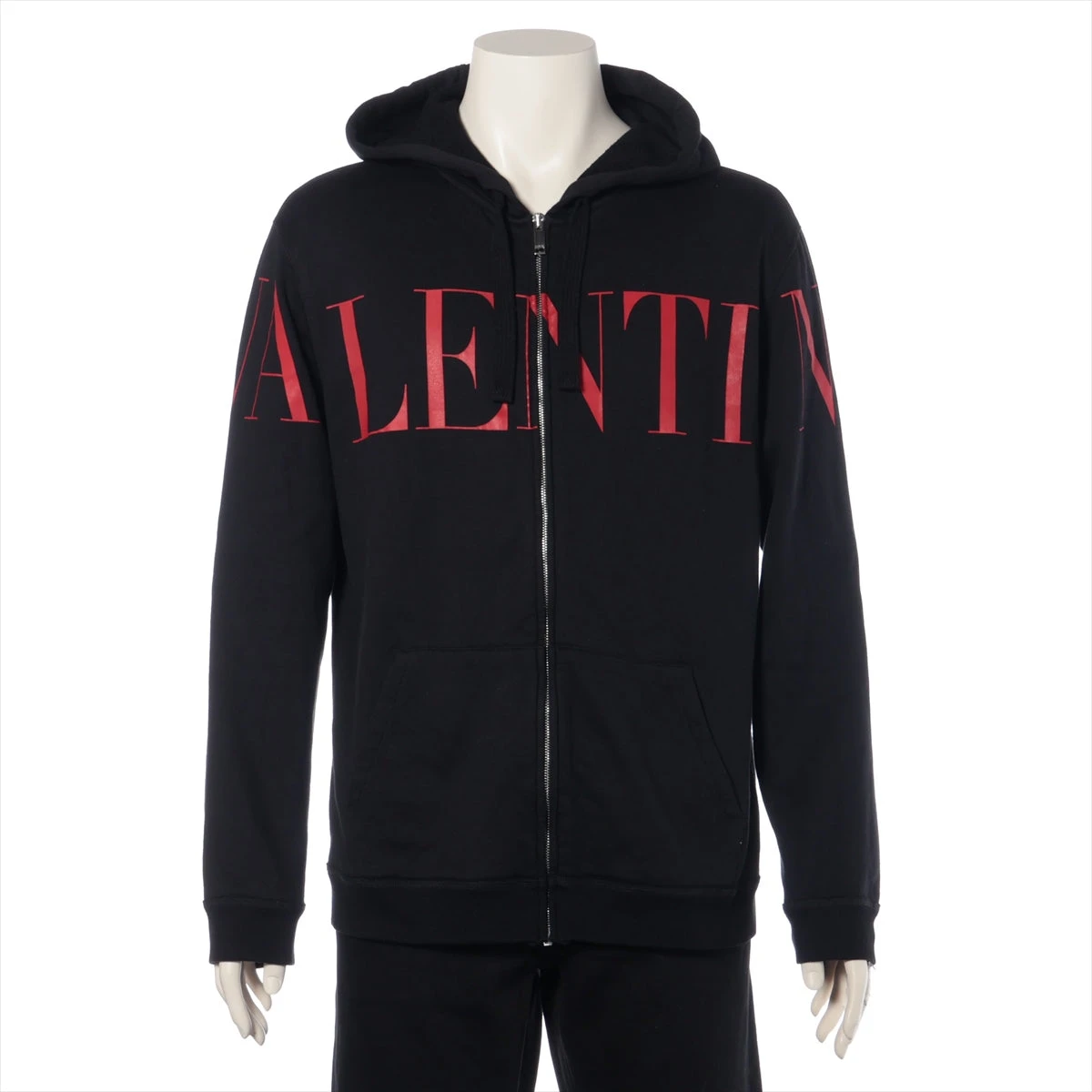 【Valentino】VLTNロゴ コットン パーカー【送料関税込】 ヴァレンティノ VLTNロゴ コットン パーカー M メンズ ブラック
