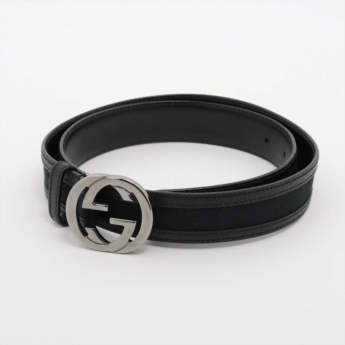 GUCCI グッチ ベルト 114874 ブラック レザー インターロッキングG GUCCI 美品 グッチ 114874 インターロッキングG レザー ベルト