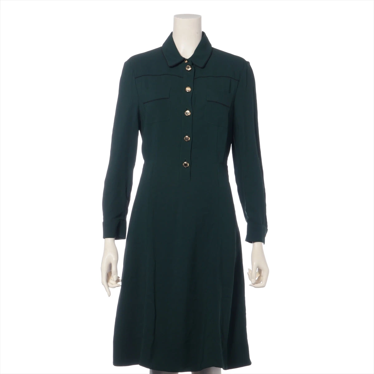 ヴィトン 14AW レーヨン×シルク ワンピース 36 レディース グリーン 