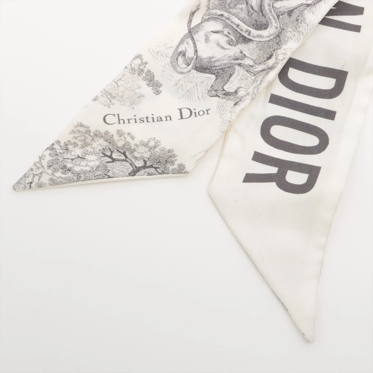 未使用級】Christian Dior スカーフ ロゴ ホワイト（ディオール