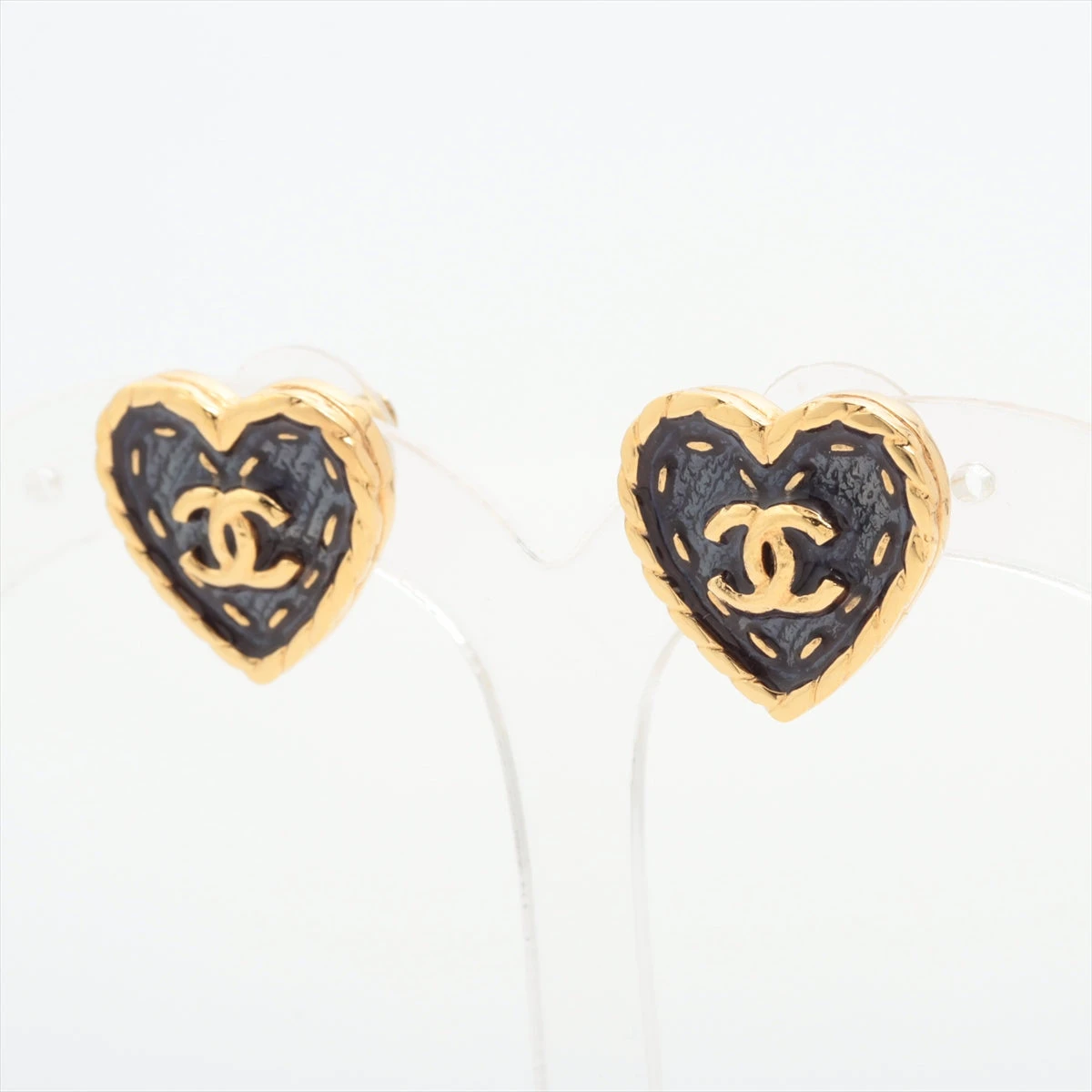 シャネル ココマーク ハート I24P ピアス(両耳用) GP ゴールド×ブルー  