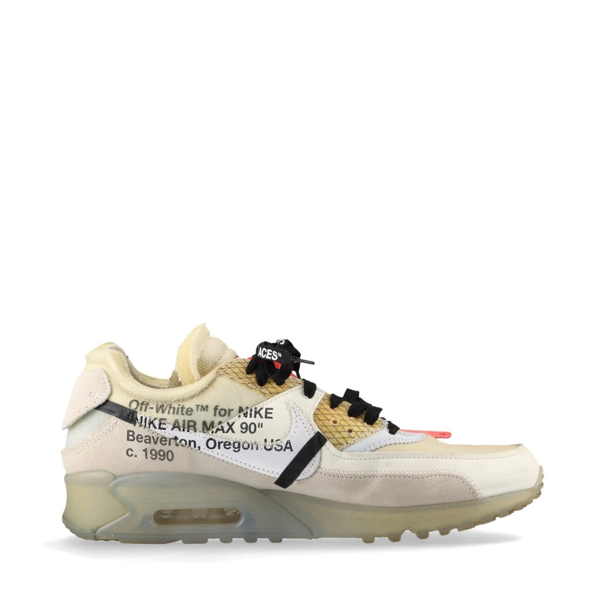 ナイキ×オフホワイト AIR MAX 90 レザー×ファブリック スニーカー 28cm 