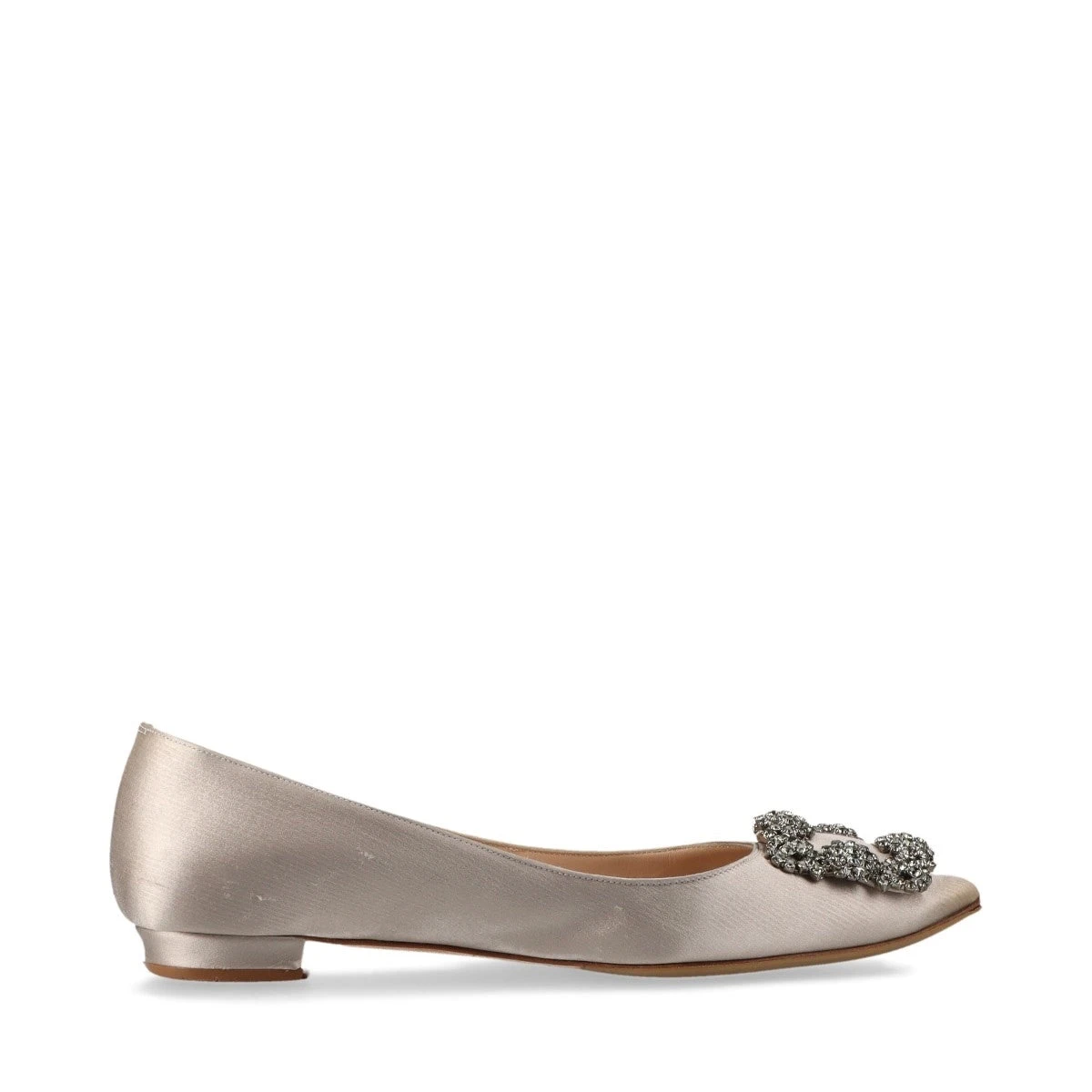 極美品 マノロブラニク フラットパンプス ビジュー レザー アイボリー 収納袋 極美品 マノロブラニク フラットパンプス ビジュー レザー