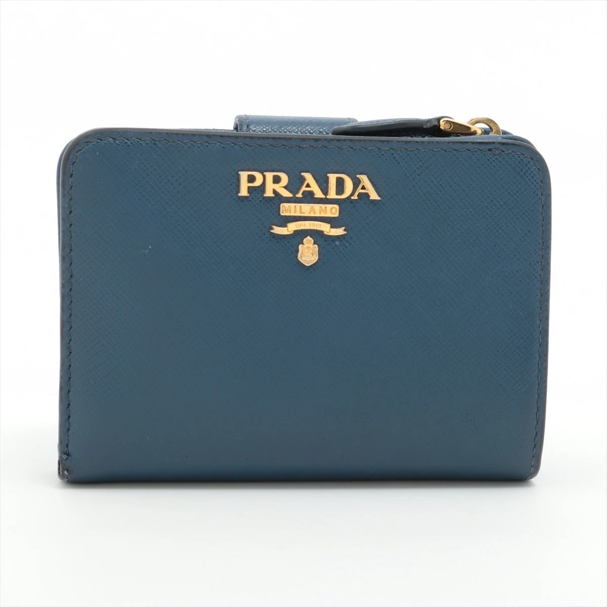 未使用級⭐️PRADA プラダ 1ML018 折財布　サフィアーノメタル　ブルー プラダ サフィアーノメタル 1ML018 レザー コンパクトウォレット