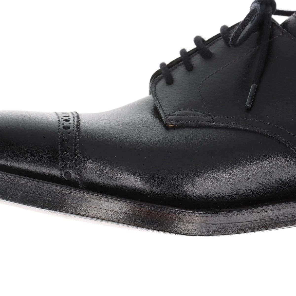靴 JohnLobb UK6E Russel 8695last 二手◇John Lobb 打孔盖头鞋Russell 8695 Last 皮鞋男式7.5 黑色