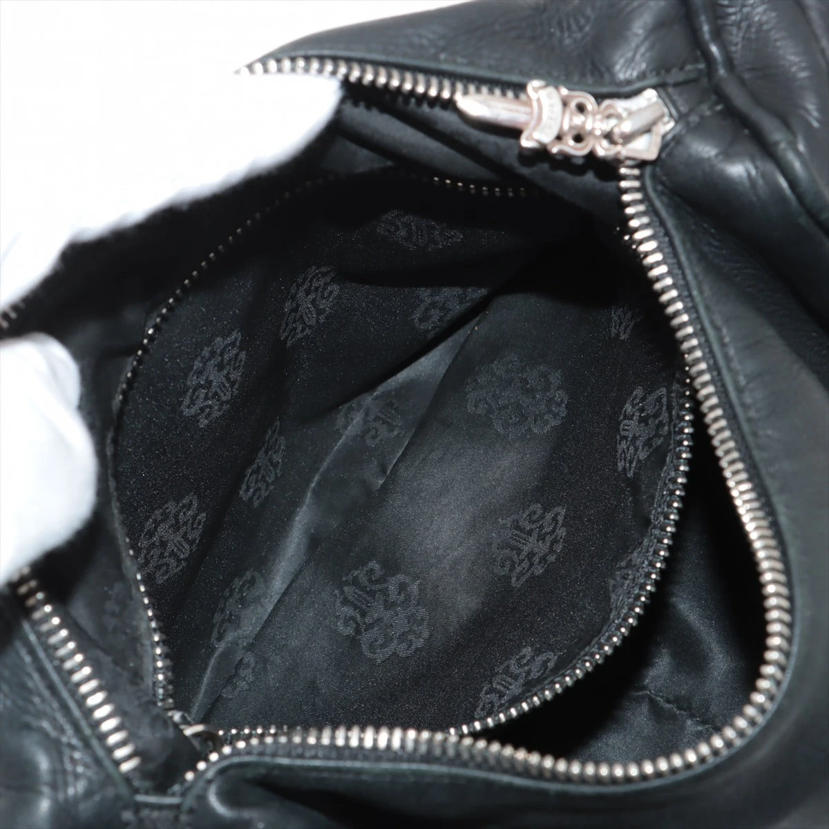 クロムハーツ レザー ショルダーバッグ クロムハーツ ショルダーバッグ レザー×925 ブラック×シルバー