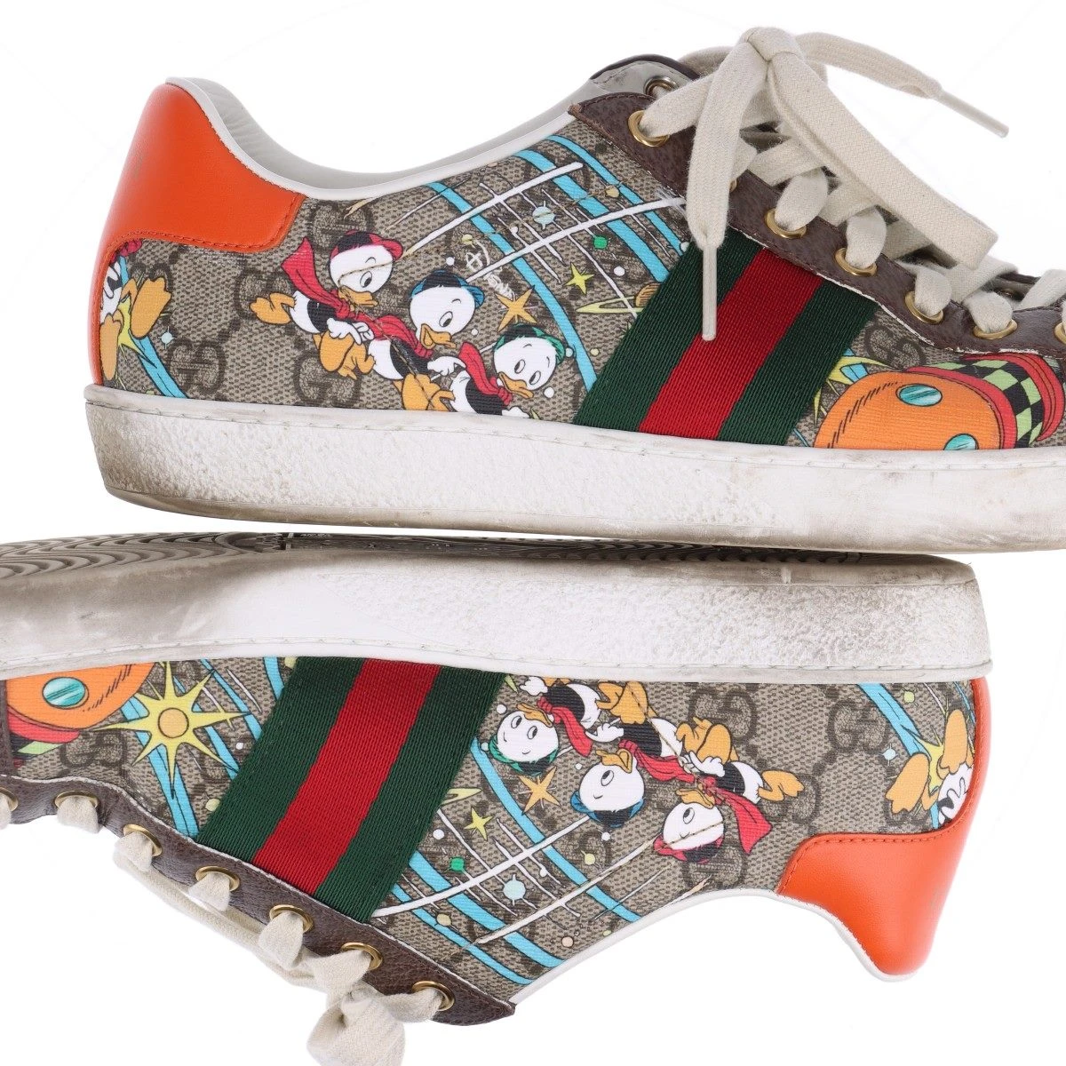 グッチ×ディズニー エース PVC×レザー スニーカー 38 1/2 レディース