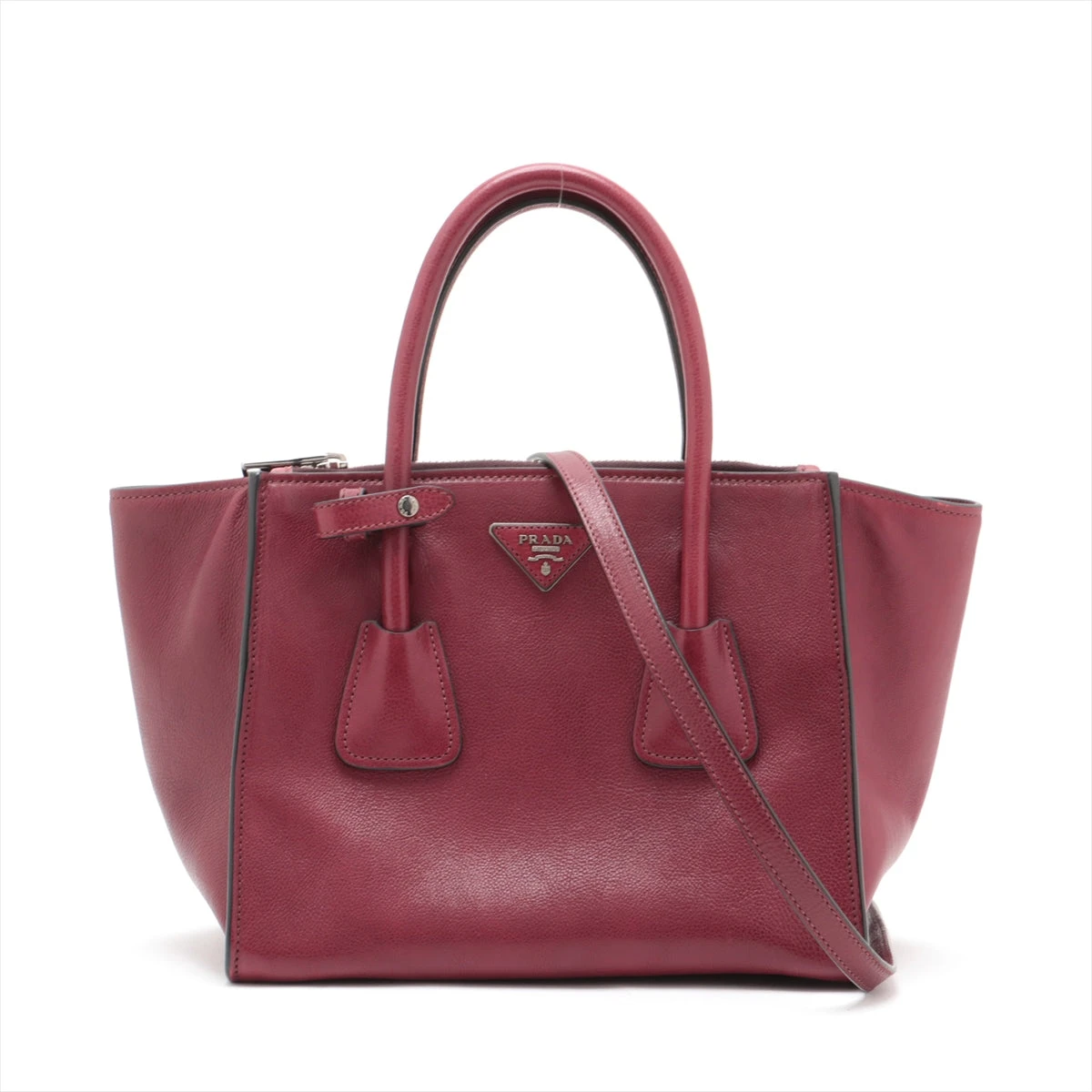 【希少✨】プラダ　ハンドバッグ　カーフレザー　型押しロゴ　ボルドー　Y2K PRADA - 【希少✨】プラダ ハンドバッグ カーフレザー 型押し