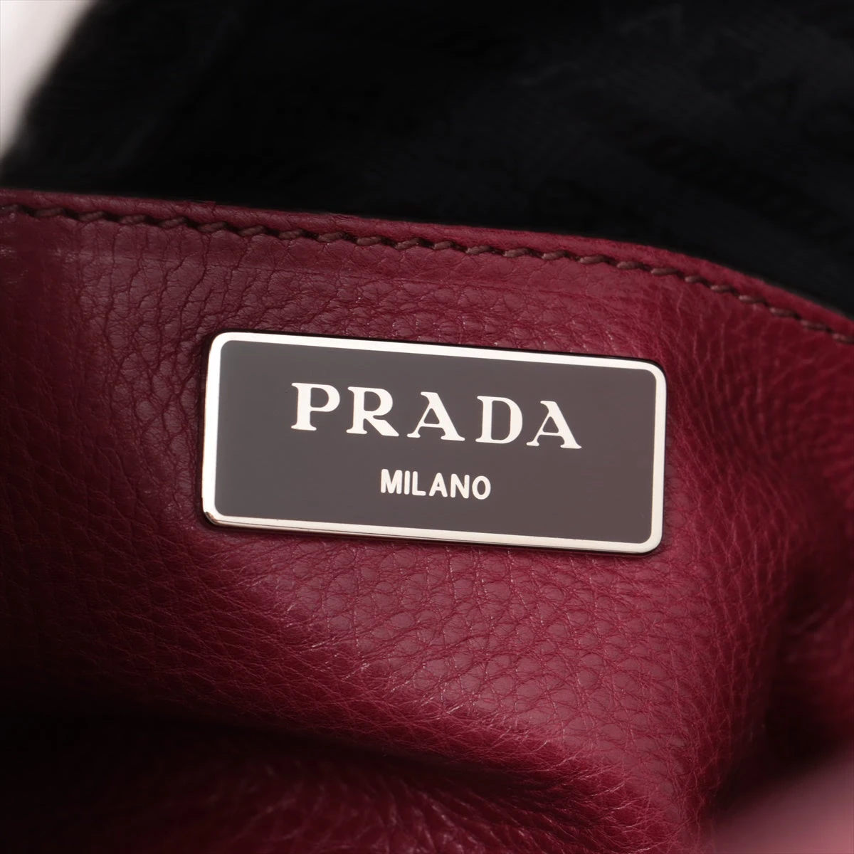 プラダ グレースカーフ レザー 2WAYハンドバッグ ボルドー B2625M