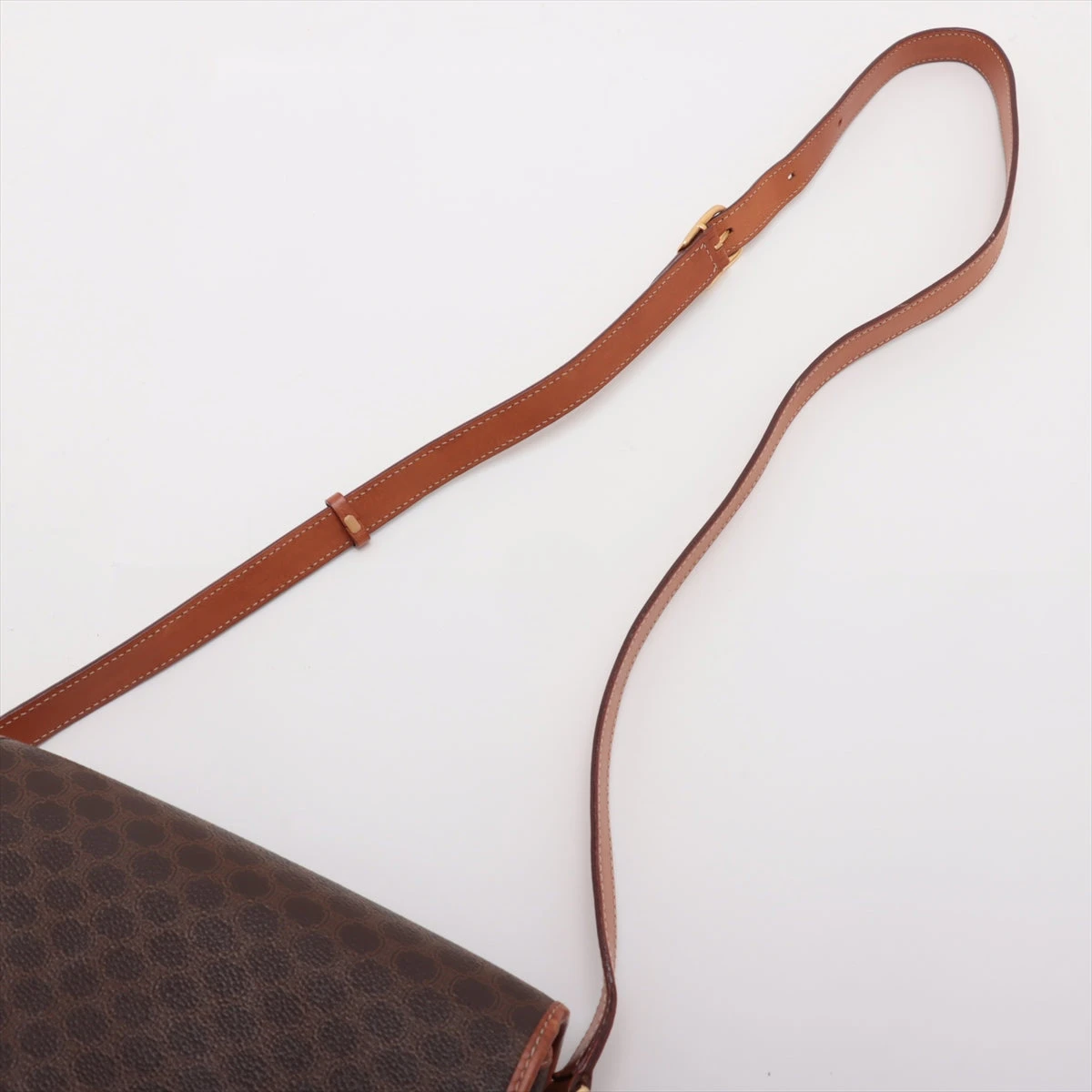 希少　セリーヌ　マカダム　ショルダーバッグ　サークルロゴ　PVC レザー　026 CELINE セリーヌ マカダム柄 サークルロゴ PVC/レザー